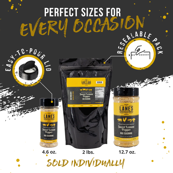 Sweet Lemon Pepper Seasoning Various Sizes | Lane's BBQ | The McLemore Boys