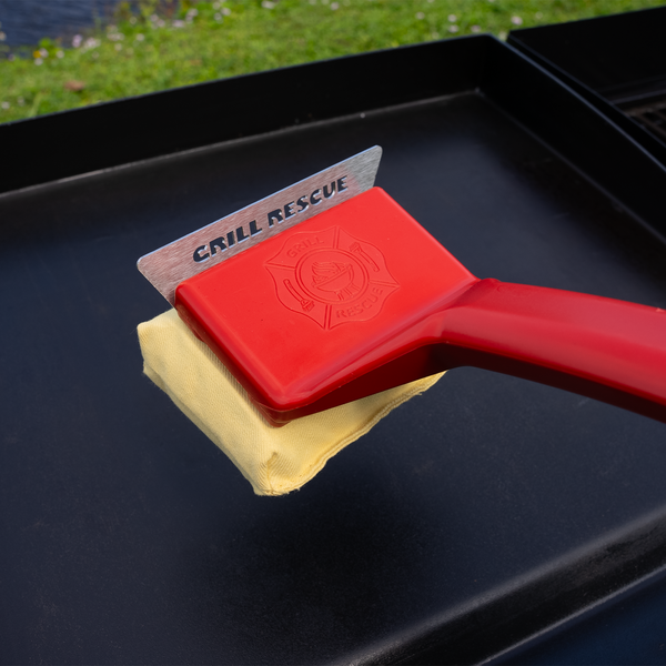 Griddle Cleaning Brush Over Griddle | Grill Rescue | The McLemore Boys