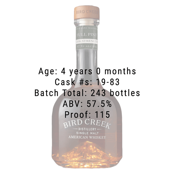 Bird Creek Cask Strength Full Pint Whiskey 750mL