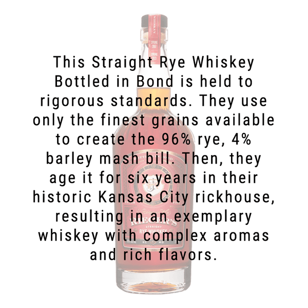 J Rieger & Co. Straight Rye Whiskey Bottled in Bond 750mL