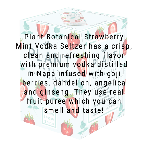 Plant Botanical Vodka Seltzer Strawberry Mint 12.oz 4 Pack