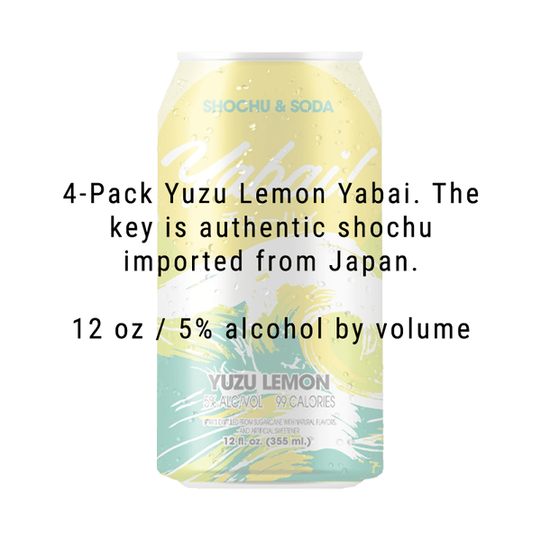 Yabai! Yuzu Lemon Shochu and Soda 12.oz 4 pack