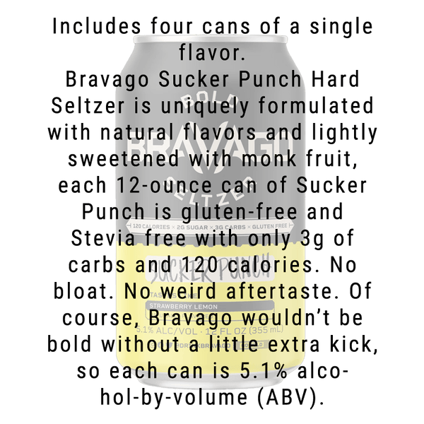 Bravago Sucker Punch (Strawberry Lemon) Hard Seltzer 4-Pack