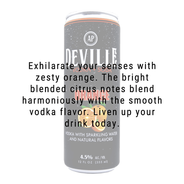 Deville Beverage Co. Vodka + Soda Orange 12.oz 4 Pack
