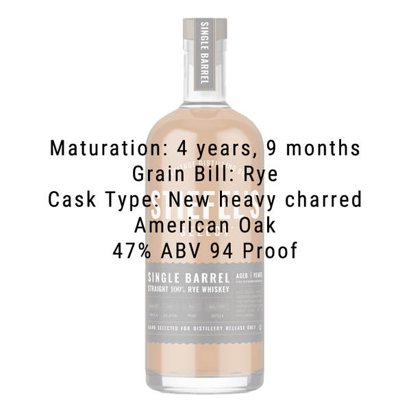 Heritage Distilling Stiefel's Select Single Barrel: Straight Rye Whiskey: 100% Rye 750mL