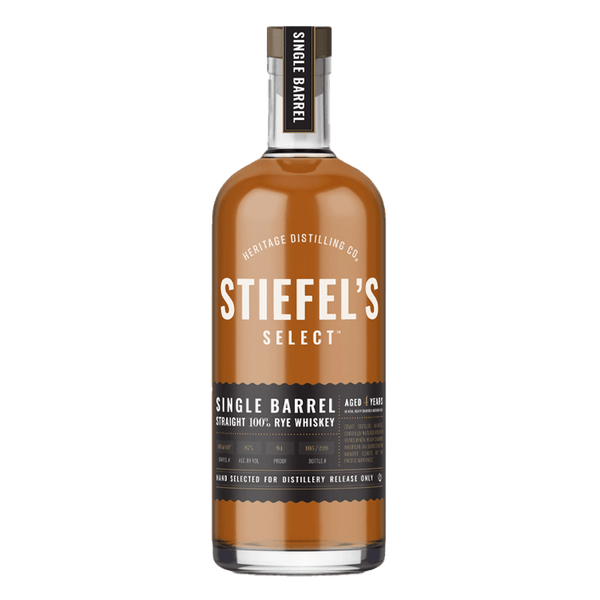 Heritage Distilling Stiefel's Select Single Barrel: Straight Rye Whiskey: 100% Rye 750mL
