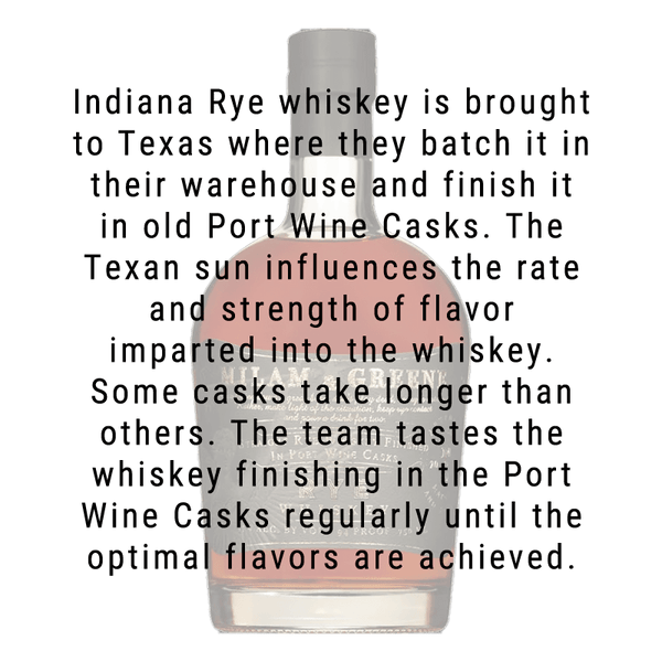 Milam & Greene Straight Rye Whiskey Finished in Port Casks 750mL