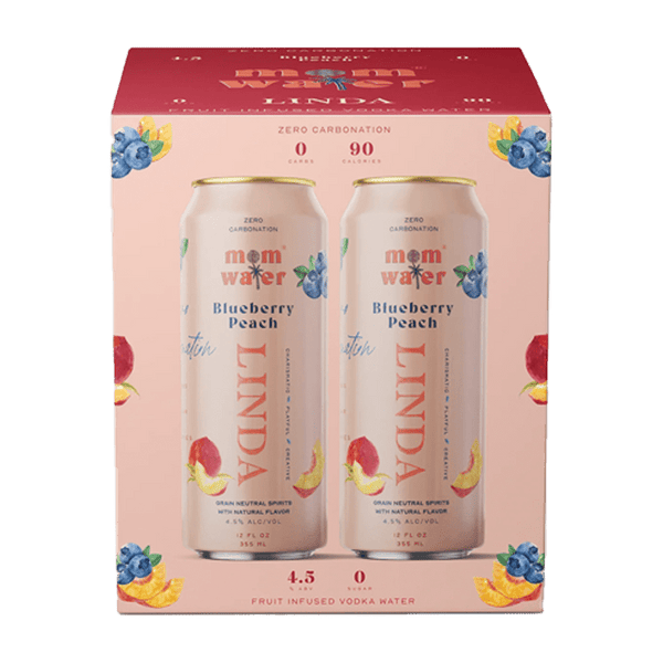 Mom Water Linda - Blueberry Peach Cocktail 12.oz 4 Pack