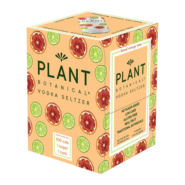 Plant Botanical Vodka Seltzer Blood Orange Lime 12.oz 4 pack