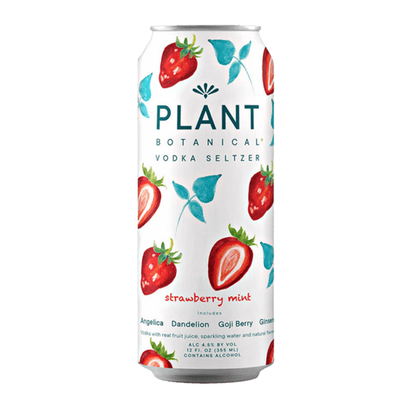 Plant Botanical Vodka Seltzer Strawberry Mint 12.oz 4 Pack