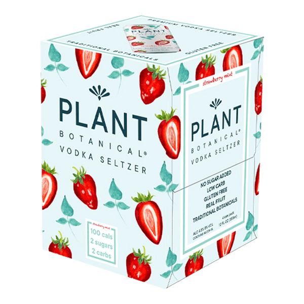 Plant Botanical Vodka Seltzer Strawberry Mint 12.oz 4 Pack